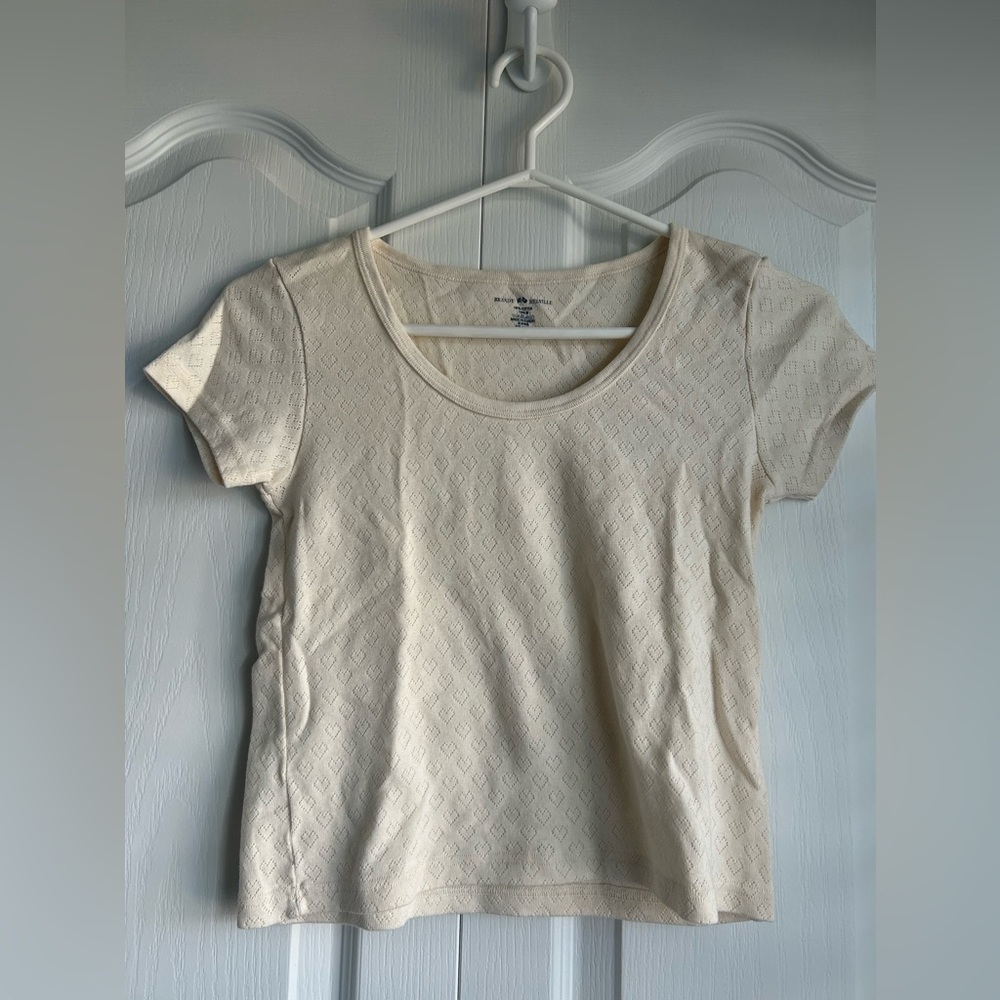 brandy melville heart eyelet t-shirt